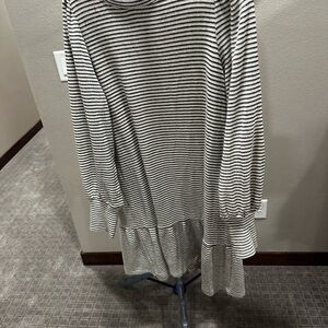 LOFT Black and White Striped Knit Dress